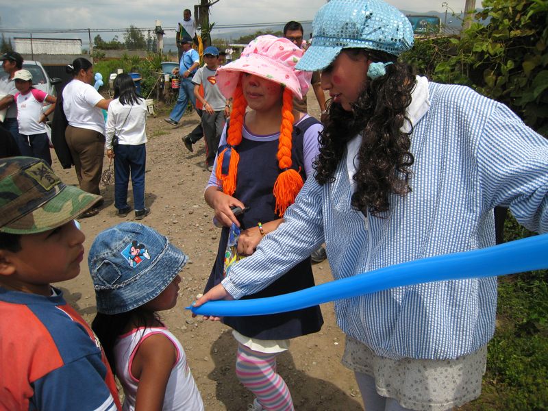 Making balloon animals at La Victoria