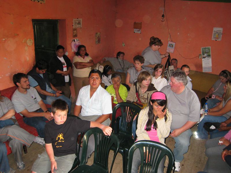 The first service ever at La Victoria in Angelita's house