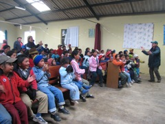 Kids at Betania church enjoy the puppet show